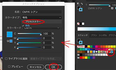 特色をプロセスカラーへ変換